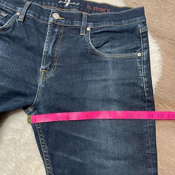 7 For All Mankind Jeans Mens 36x27 Blue The Straight Dark Wash Denim - Picture 10 of 11